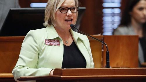 January 15, 2020 - Atlanta - Rep. Bonnie Rich, R - Suwanee, speaks during morning orders as the Georgia 2020 General Assembly continued for it's third legislative day.   Bob Andres / bandres@ajc.com