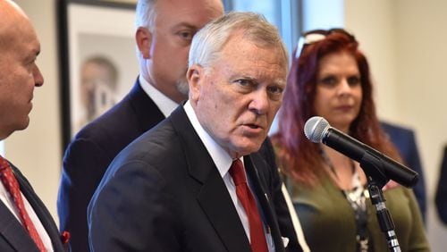 Gov. Nathan Deal announced plans for Chattahoochee Technical College’s aviation academy at Silver Comet Field on Friday, October 12, 2018. HYOSUB SHIN / HSHIN@AJC.COM