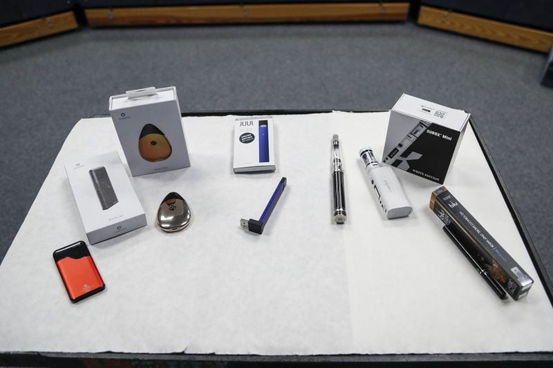 A collection of popular vaping products include Suorin, Juul and Blu. JUNFU HAN / DETROIT FREE PRESS / TNS