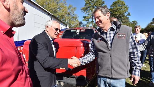 Gov. Nathan Deal campaigns for Republican Brian Kemp in Jefferson on Monday, Oct. 29, 2018.