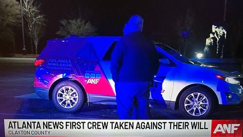 An Atlanta News FIrst news crew was taken hostage on Monday night by a man who threatened to shoot them, but police arrested him without incident. (Photo: ANF)