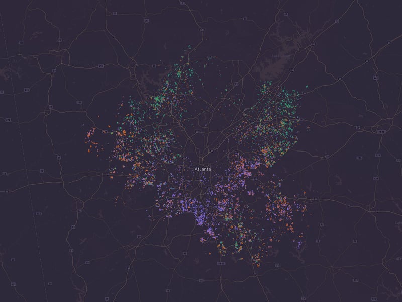 Map of investor owned homes in the Atlanta metro area