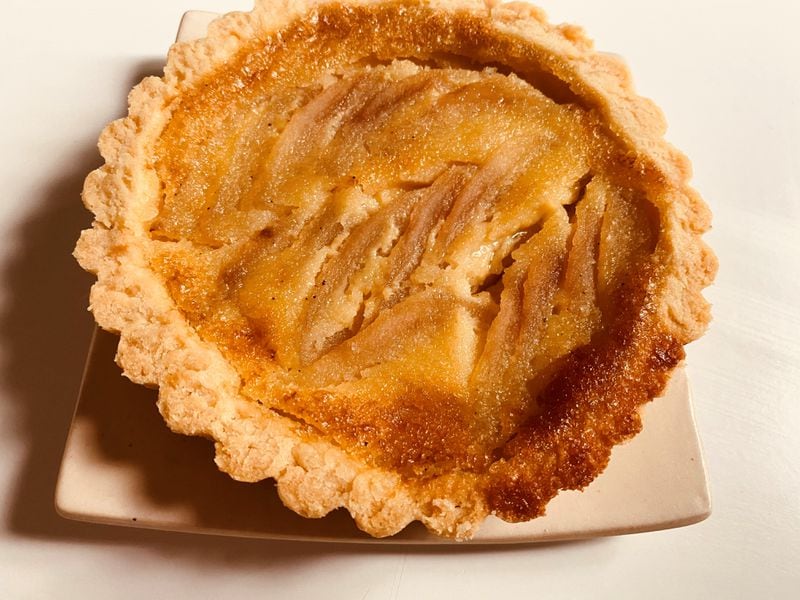 A pear tart, with almond custard, is available for takeout from Kimball House in Decatur. Bob Townsend for The Atlanta Journal-Constitution