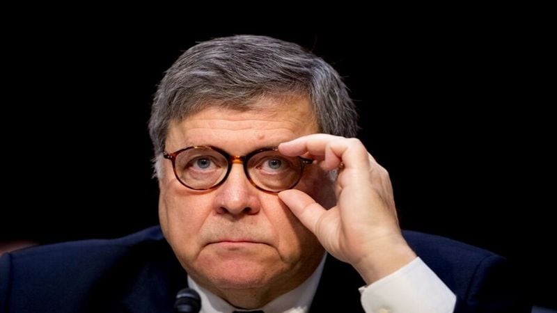In this Jan. 15, 2019 photo, Attorney General nominee William Barr testifies during a Senate Judiciary Committee hearing on Capitol Hill in Washington. The exact timing of Mueller’s endgame is still unclear. But Attorney General William Barr, who oversees the investigation, has said he wants to release as much information as he can about the probe into possible coordination between Trump associates and Russia's efforts to sway the 2016 election.   