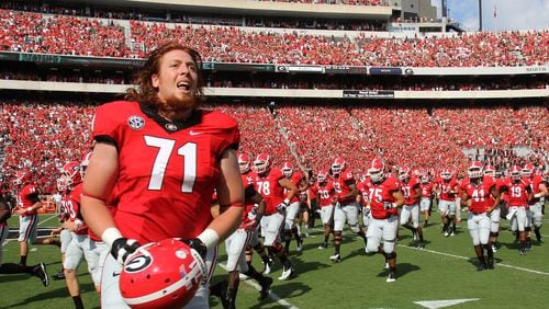 Georgia offensive lineman and Jacksonville native John Theus worked his way back into the starting lineup after recovering from an injury prior to the season.