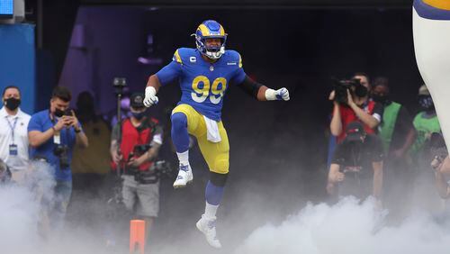 Los Angeles Rams defensive end Aaron Donald is eager to win a Super Bowl. (AP Photo/Jed Jacobsohn)