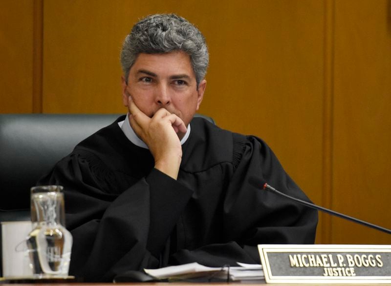 Georgia Supreme Court Justice Michael Boggs, as he listens to arguments in January 2017. (DAVID BARNES / DAVID.BARNES@AJC.COM)
