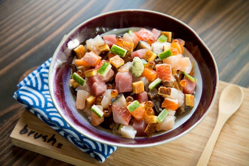 Bara Chirashi Sushi Bowl with assorted seafood and vegetables. Credit- Mia Yakel.