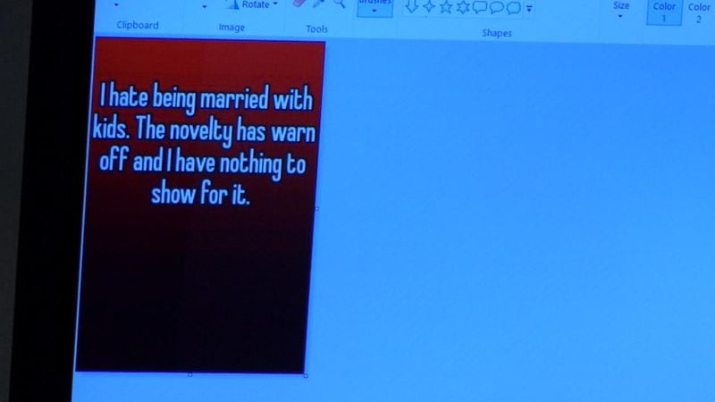 This image shows a meme shown to the jury on Oct. 19, 2016, that existed on Justin Ross Harris' phone, during the murder trial of Justin Ross Harris. On Nov. 4, witness Scott Moulton, a digital forensics expert, explained how he was able to show that Harris did not create the meme. Prosecutors said that Harris commented on this post on the morning of Cooper's death, right before having a private chat with a woman on the app Whisper. (screen capture via WSB-TV)