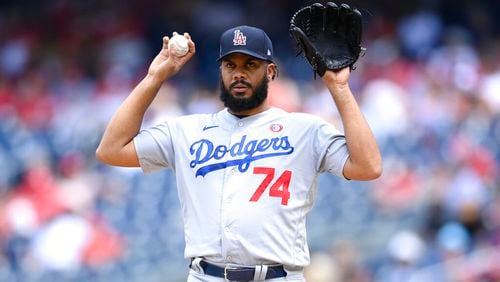 Los Angeles Dodgers relief pitcher Kenley Jansen (74) stands on the mound during a baseball game against the Washington Nationals, Sunday, July 4, 2021, in Washington. The Dodgers won 5-1. (AP Photo/Nick Wass)