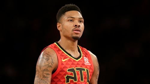 Atlanta Hawks' Kent Bazemore during the first half of the NBA basketball game against the New York Knicks, Sunday, Feb. 4, 2018, in New York. (AP Photo/Seth Wenig)