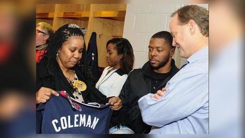 Raeshone Coleman is grief-stricken that her deceased son's honorary Atlanta Hawks jersey was stolen.