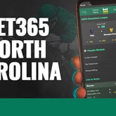 Bet365 North Carolina app hand holding mobile phone