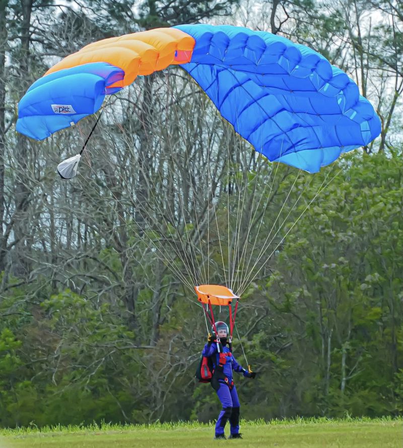 Mandy Lauderdale lands successfully after enjoying a thrilling but peaceful jump. 
Courtesy of Mandy Lauderdale.