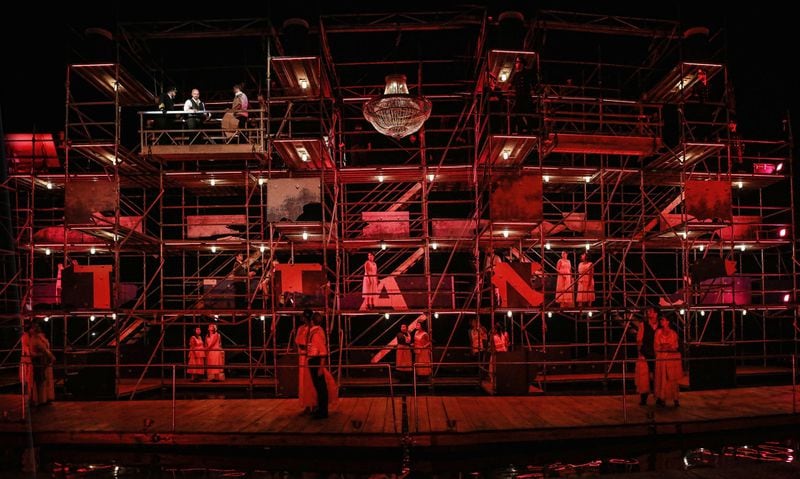 Featuring the expansive scenic design of Adam Koch, “Titanic: The Musical” continues through Aug. 19 at Serenbe Playhouse. PHOTO CREDIT: BreeAnne Clowdus