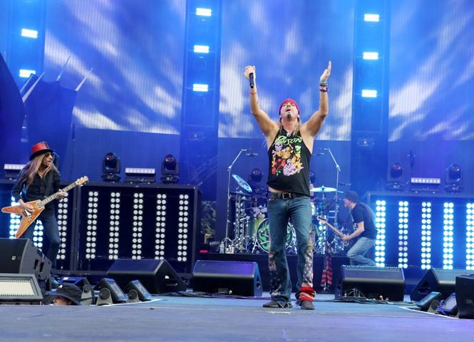 -- Poison
After two years of Covid cancellations, Def Leppard, Motley Crue, Poison and Joan Jett and the Blackhearts rocked sold out Truist Park on Thursday, June 16, 2022.
Robb Cohen for the Atlanta Journal-Constitution