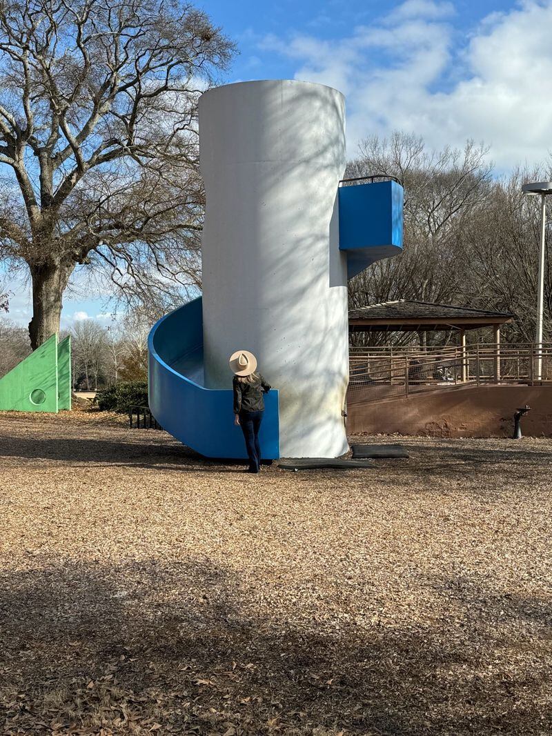 Collector and arts supporter Lisa Cannon Taylor at the Noguchi Playscape by artist Isamu Noguchi in Piedmont Park.