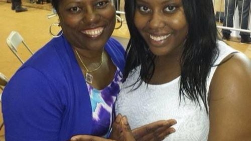 Cezanne Pope (in white) pledged Zeta Phi Beta Sorority in the spring of 2014. She was following a family tradition started by her mother, Rosalyn Pope, who pledged Zeta in the Fall of 1983 at CAU.