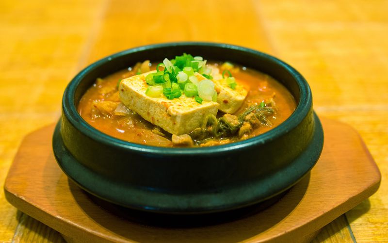 On the lighter side, Dish Korean Cuisine serves jjigae stew. You can choose from different ingredients; this one was made with tofu and cabbage. CONTRIBUTED BY HENRI HOLLIS