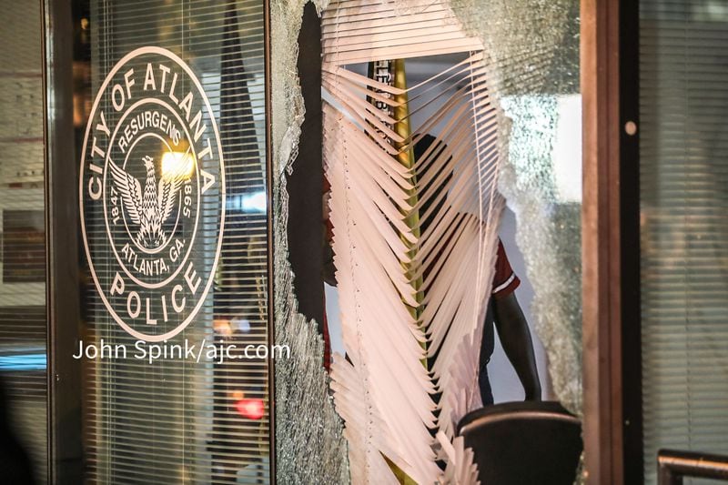 A police precinct in Atlanta was damaged during the incident.