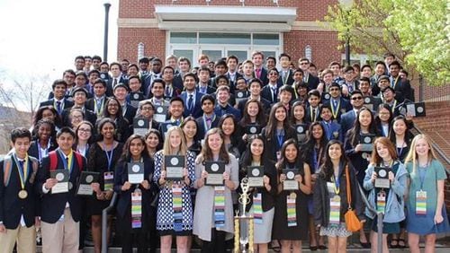 Alpharetta High School Future Business Leaders of America members won the Sweepstakes Award for the most wins at the State Leadership Conference this month in Athens.