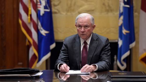 Attorney General Jeff Sessions holds a meeting with the heads of federal law enforcement components at the Department of Justice in Washington. AP file/Susan Walsh, Pool.