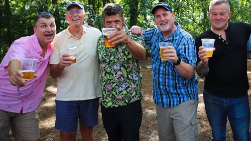(From left) Brian ‘Spike’ Buckowski of Terrapin Beer Company; John ‘JK’ Kenny, owner of the Wing Cafe & Taphouse in Marietta; Travis Herman of Scofflaw Brewing Co.; Mitch Steele of New Realm Brewing Co.; and Eric Johnson of Wild Heaven Beer.
