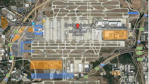 A map of Hartsfield-Jackson highlighting some of the major expansion projects.
