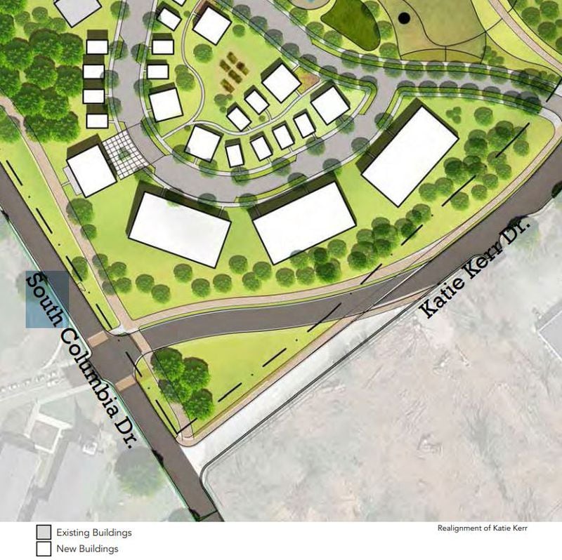 The city adopted this plan for how the South Housing Village could look, according to a 2019 addendum to the Decatur Legacy Park Master Plan. This design is not final.