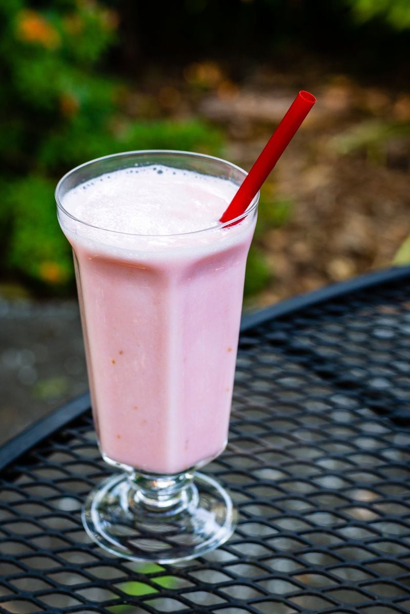 A shake from La Mejor de Michoacan made with guava ice cream. CONTRIBUTED BY HENRI HOLLIS