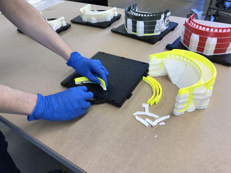 KSU staff members are using a 3D printer and laser cutter in the university’s College of Architecture and Construction Management’s Digital Fabrication Lab to create face shields, which protect healthcare workers’ eyes and face from the virus spread by coughs and sneezes of infected patients.