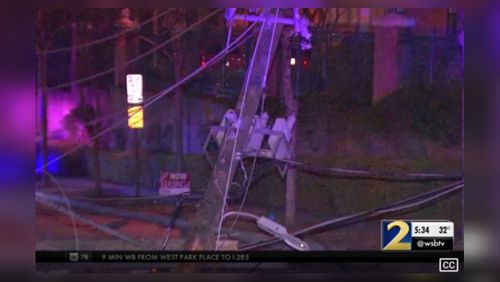 A drunk driver crashed his pickup truck into a power pole, temporarily knocking out power to more than 300 people in Buckhead, authorities said.