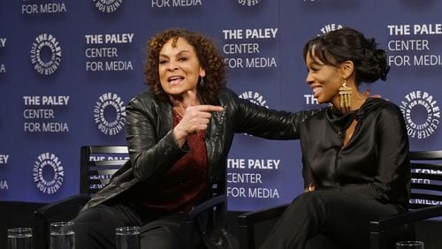 NEW YORK, NY - DECEMBER 07:Actors Jasmine Guy and Anika Noni Rose attend BET Presents "An Evening With 'The Quad'" At The Paley Center on December 7, 2016 in New York City. (Photo by Bennett Raglin/Getty Images for BET Networks)