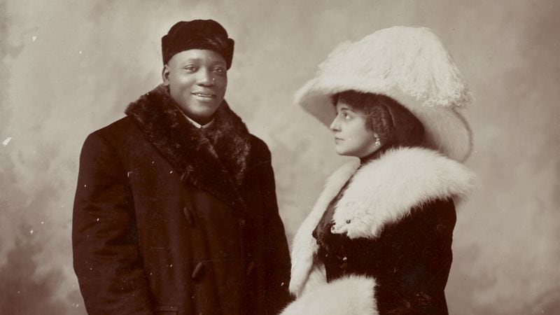 Jack Johnson and his first wife Etta Terry Duryea, in 1910 before their marriage. (Library of Congress)