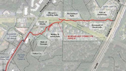 Sandy Springs recently agreed to move ahead with design, engineering, and construction management of Segment 2E of the Trail Master Plan from Cimmarron Parkway to Colquitt Road. (Courtesy City of Sandy Springs)