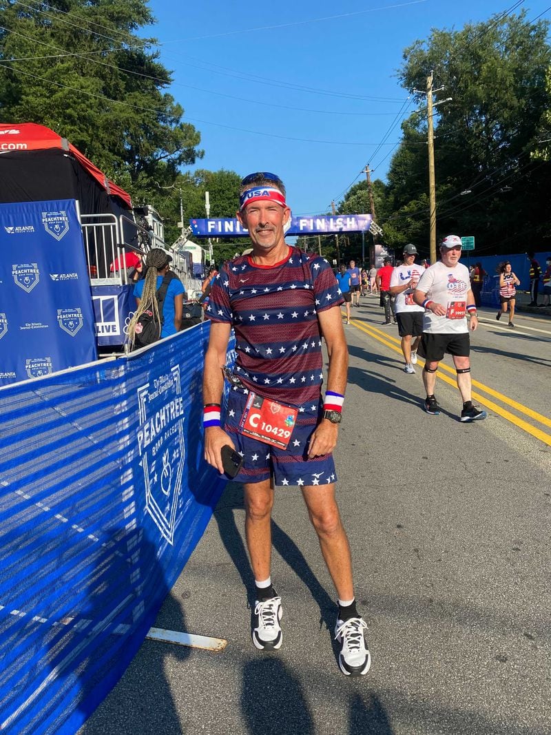 Mel Wages, 62, finished his 46th Atlanta Journal-Constitution Peachtree Road Race on Sunday morning. (Photo: Sarah Kallis/AJC)