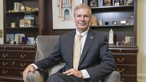 Georgia Institute of Technology President Bud Peterson poses for a portrait in his office on the Georgia Tech campus in Atlanta, Monday, August 20, 2018. (ALYSSA POINTER/ALYSSA.POINTER@AJC.COM)
