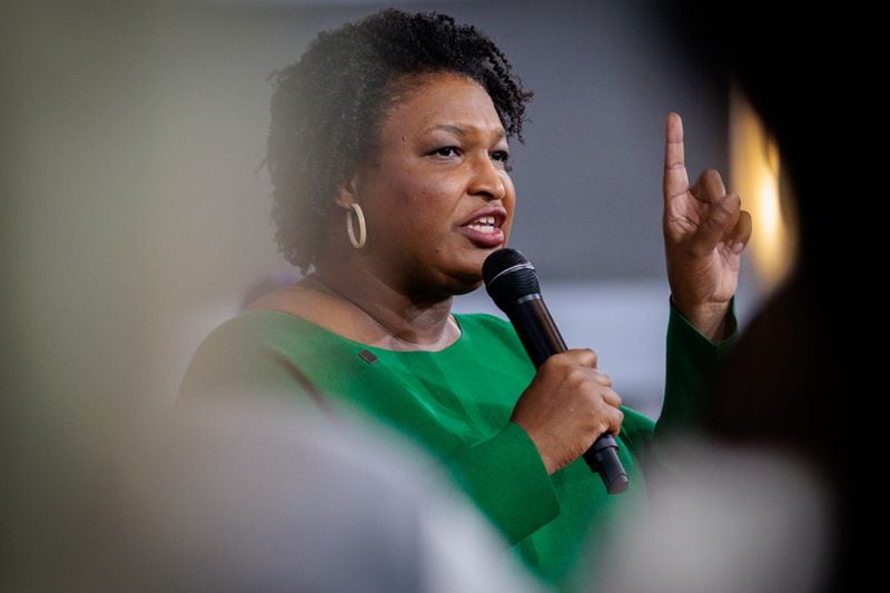 Democratic gubernatorial candidate Stacey Abrams' campaign has long spent more than $2 million each week for advertising on the airwaves. But records show Abrams shelled out roughly $800,000 this week on broadcast ads. Her campaign said the total bumps up to $1 million when including cable TV purchases. (Arvin Temkar / arvin.temkar@ajc.com)