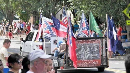 This is a photo of the Roswell Mills Camp 1547 Sons of Confederate Veterans display from the 2018 Old Soldiers Day Parade in Alpharetta.