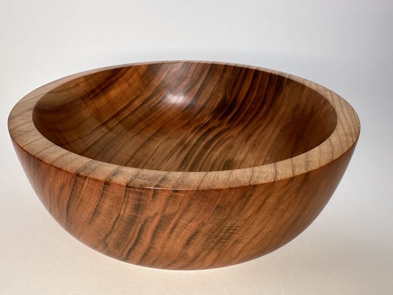 A turned wooden bowl made from bitter cherry.