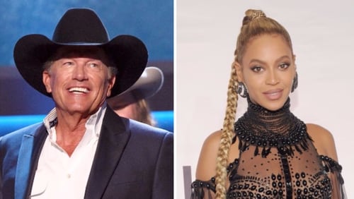 George Strait (L) and Beyonce are among the dozens of stars joining "Hand in Hand: A Benefit for Hurricane Harvey Relief" Sept. 12.