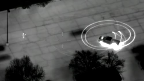 Gwinnett County Police Department used its helicopter to identify a group of street racers doing donuts in a Norcross parking lot. (Courtesy of Gwinnett County Police Department)