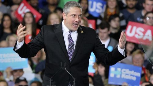 U.S. Rep. Tim Ryan (D-Ohio) speaks at the Kent State University Student Recreation and Wellness Center on October 31, 2016, in Kent, Ohio. (Michael Chritton/Akron Beacon Journal/TNS)