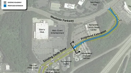 The North Fulton Community Improvement District recently launched construction on the Davis Drive Extension project in Alpharetta to extend Davis Drive to Westside Parkway. (Courtesy North Fulton CID)
