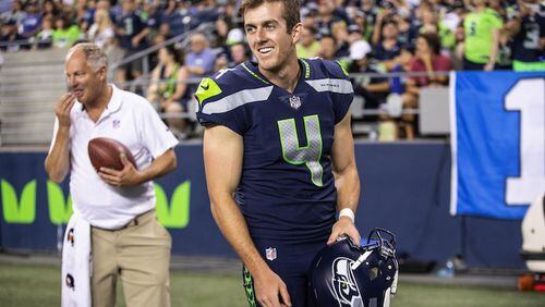 Seattle Seahawks punter Michael Dickson during their first preseason game of 2018, against the Indianapolis Colts at CenturyLink Field in Seattle on August 9, 2018. (Dean Rutz/Seattle Times/TNS)