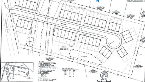 Lilburn recently approved a rezoning request to develop a residential subdivision with 49 townhomes on approximately 7 acres at 242 and 280 Rockbridge Road. Courtesy City of Lilburn