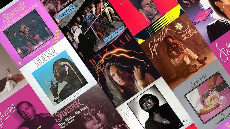 A montage of albums by Sylvester, the androgynous disco star who died in 1988. (credit: The Atlanta Journal-Constitution)