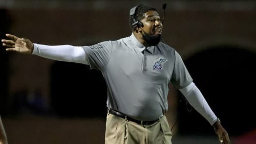 Former Cedar Grove head coach Miguel Patrick reacts to a play during a 2020 game against GAC.