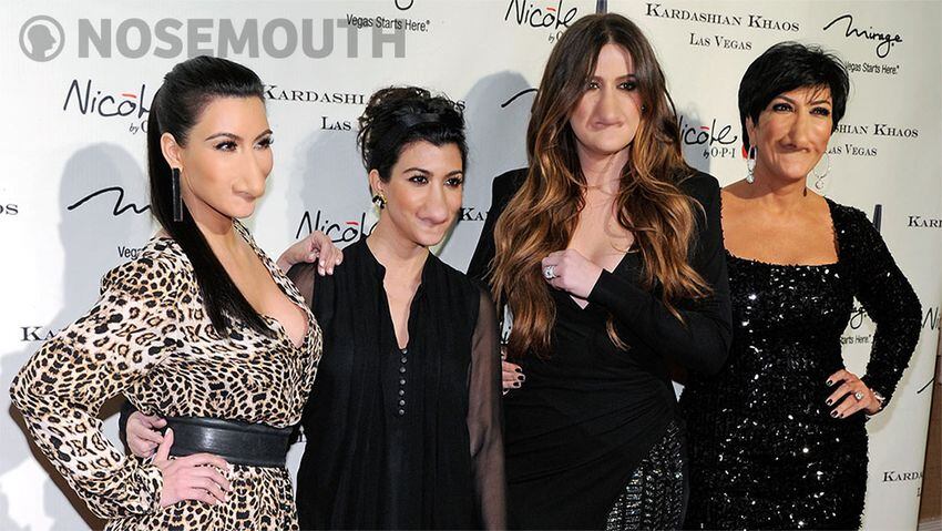 New media designer Phillip Pastore is the brains behind nosemouth.com, a site featuring photos of celebrities with enlarged noses in place of their mouths. Here, the Kardashians get nosey.