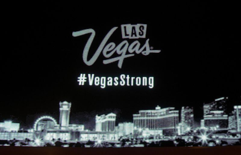 LAS VEGAS, NV - OCTOBER 03:  A close-up photo of the marquee at Wynn Las Vegas shows part of a message in response to Sunday night's mass shooting at a music festival on October 3, 2017 in Las Vegas, Nevada. Hotel-casinos all along the Las Vegas Strip replaced their usual flashy marquee advertisements with the same message of condolence as a show of strength in reaction to the violence. Late Sunday night, a lone gunman killed at least 59 people and injured more than 500 after he opened fire on a large crowd at the Route 91 Harvest country music festival. The massacre is one of the deadliest mass shooting events in U.S. history.